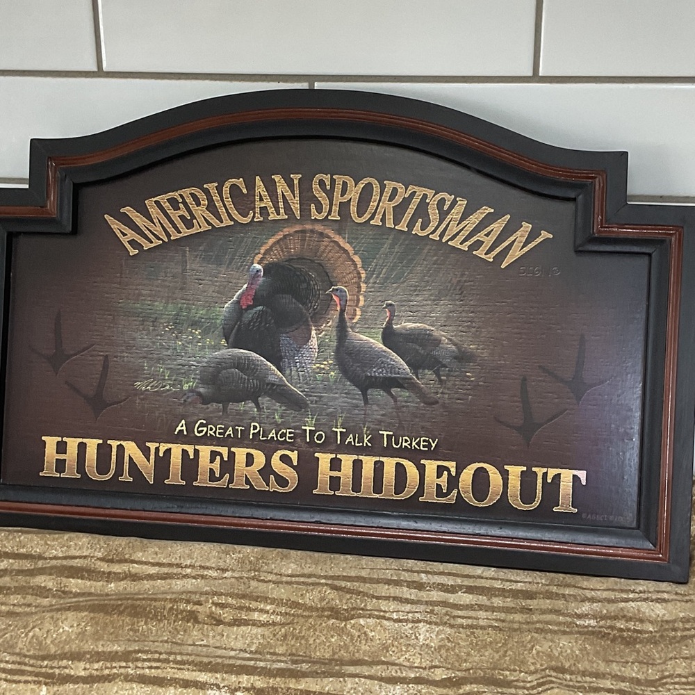 American Sportsman framed turkey sign. New-never used. 2005.